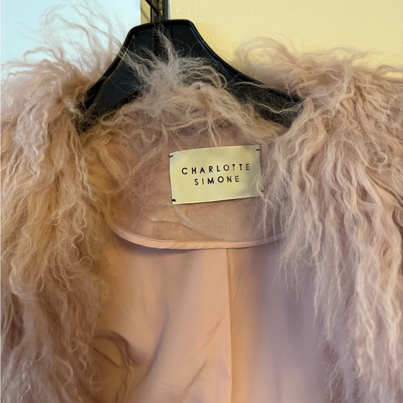 Charlotte Simone Blush Pink Fur Trim Trench Coat - Picture 3 of 4